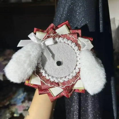 Itabag Badge Holder Rosette with Dog Ear & Bow – Handmade Anime Pin Display