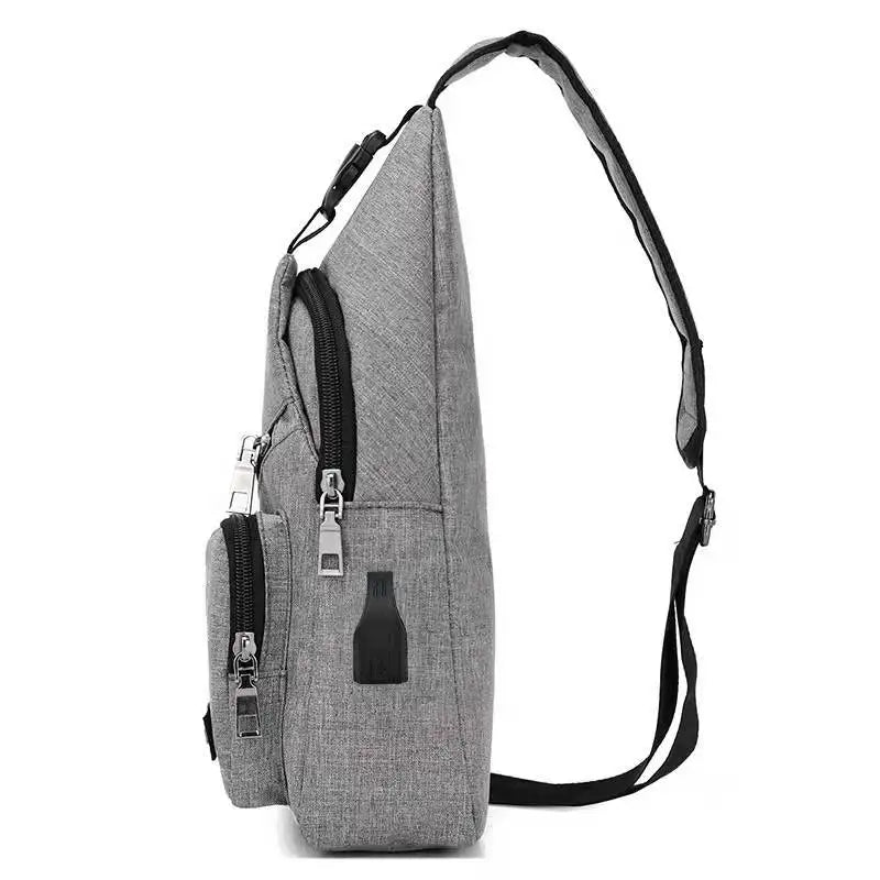 Men S Multifunctional Shoulder Bag Usb Charging Leisure Sports Large Capacity Waterproof Oxford