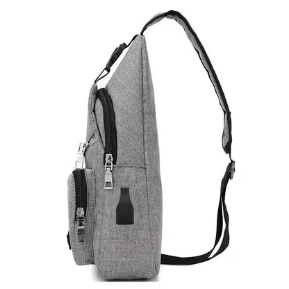 Men S Multifunctional Shoulder Bag Usb Charging Leisure Sports Large Capacity Waterproof Oxford