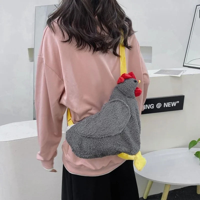 Chicken Crossbody Bag – Funny Plush Cartoon Shoulder Bag for Women