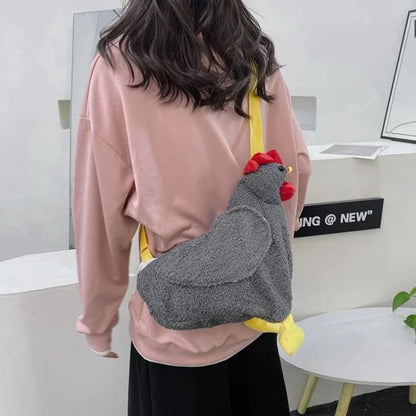 Chicken Crossbody Bag – Funny Plush Cartoon Shoulder Bag for Women