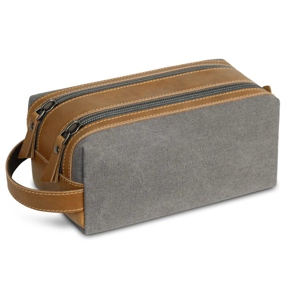 Portable Square Canvas Waterproof Men S Toiletry Bag Travel Storage Bag Large-Capacity Makeup Bag