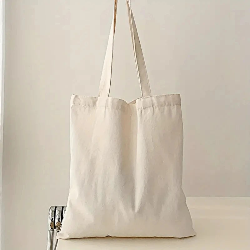 Simple Casual Solid Color Shoulder Bag Canvas Material Large Capacity Women S Handheld Shopping