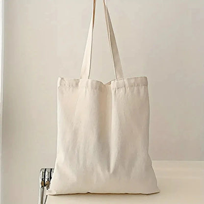 Simple Casual Solid Color Shoulder Bag Canvas Material Large Capacity Women S Handheld Shopping