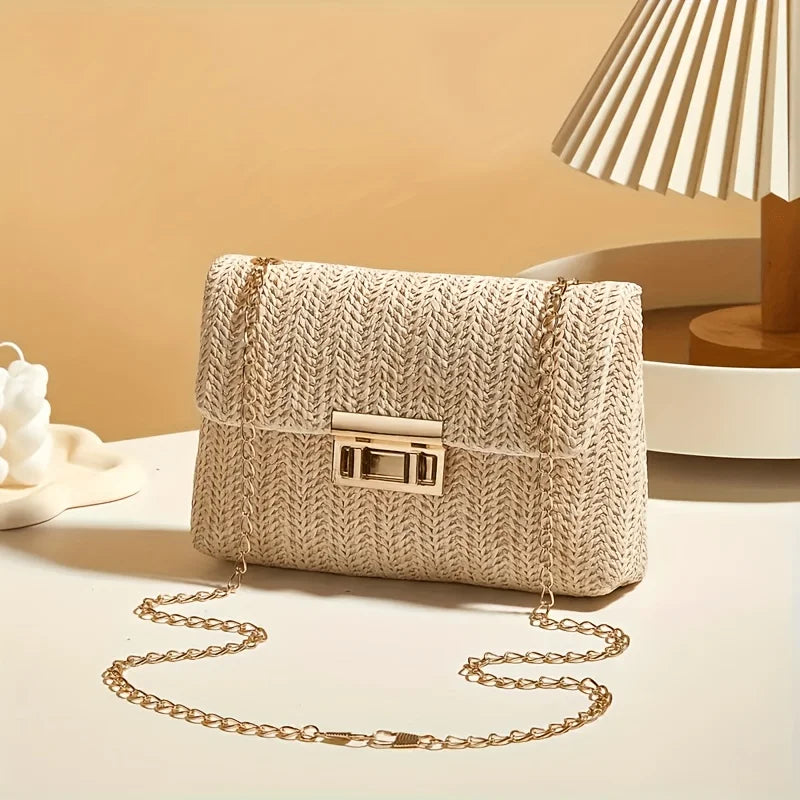 Multi-Functional Crossbody Bag Women S Elegant Woven Straw Shoulder Bags Casual Wallets Minimalist