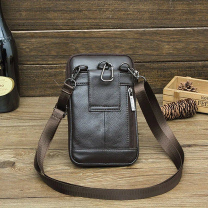 Men S Crossbody Bag Real Leather Belt Mobile Phone Waist Cowhide Shoulder 7