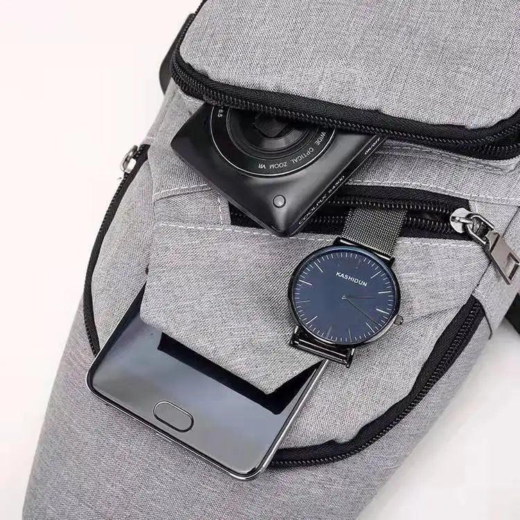 Men S Multifunctional Shoulder Bag Usb Charging Leisure Sports Large Capacity Waterproof Oxford