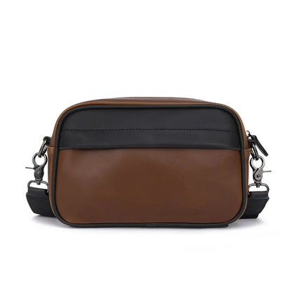 Street Men S Cross-Body Bag Pu Leather Retro Solid Color Shoulder Small Backpack Casual Phone