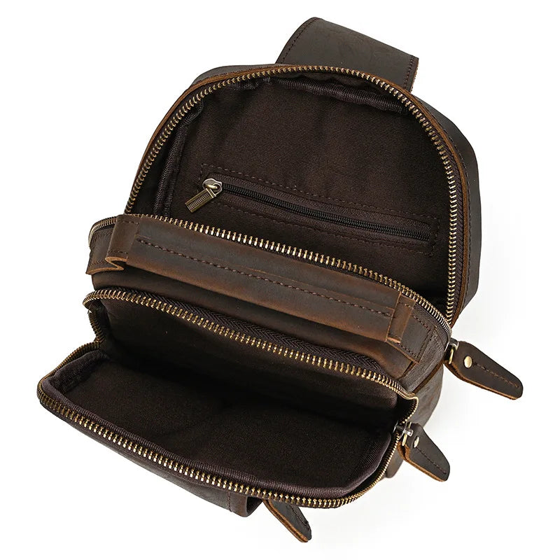 Crazy Horse Skin Breast Bag Head Layer Cowhin Retro Crossbody Outdoor Shoulder Leather Large