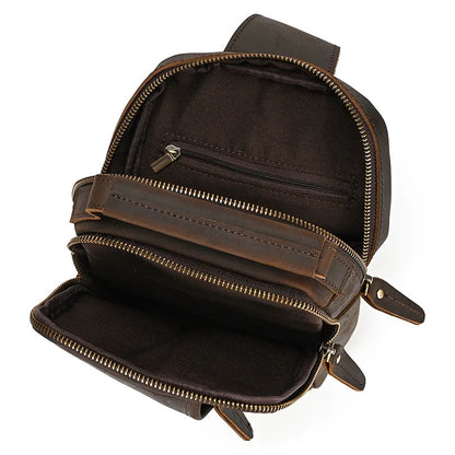Crazy Horse Skin Breast Bag Head Layer Cowhin Retro Crossbody Outdoor Shoulder Leather Large
