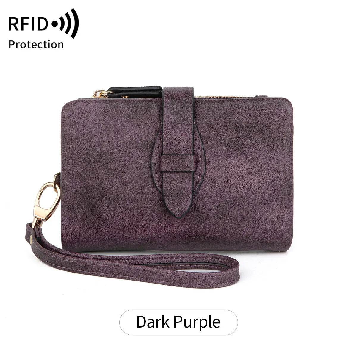 Rfid Ladies Purse Pu Soft Leather Three Fold Short Retro Zipper Clasp Pocket Change Collector - Soft