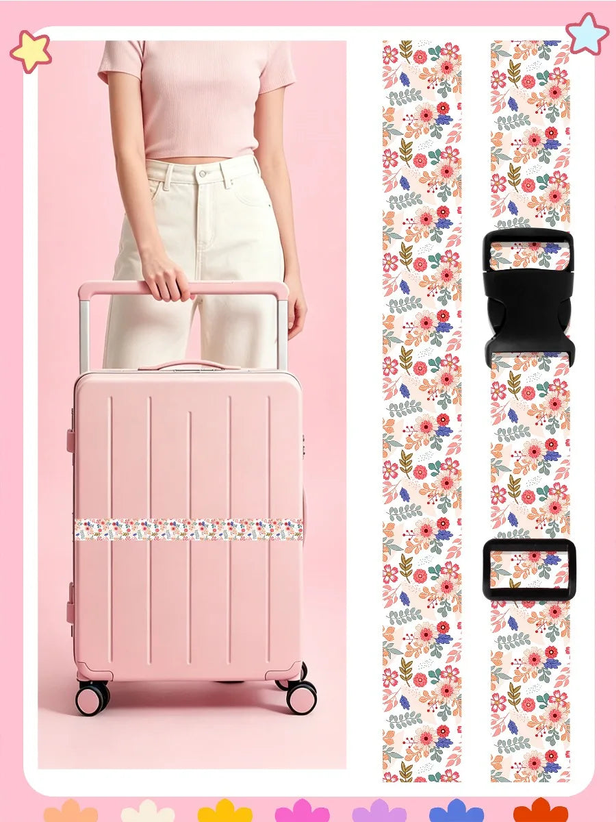 Cute Print Travel Luggage Belt Buckle Adjustable Luggage Strap Suitcase - Soft