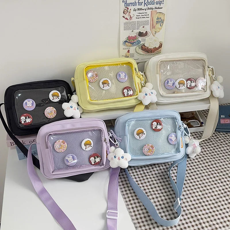 Mini Ita Crossbody Bag – Transparent Pocket Small Shoulder Bag for Badge Display
