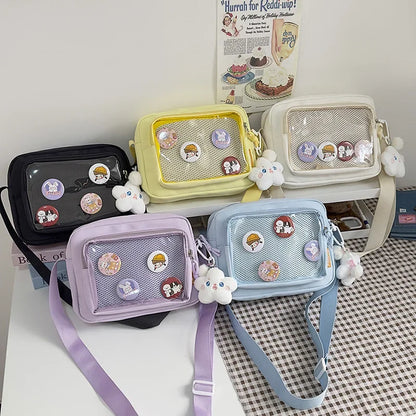 Mini Ita Crossbody Bag – Transparent Pocket Small Shoulder Bag for Badge Display