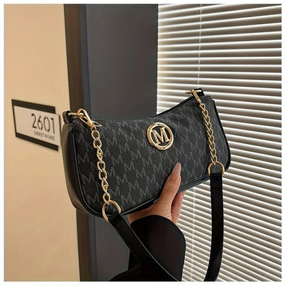Vintage Crossbody Bag – Small Chain Shoulder Handbag with Letter Print