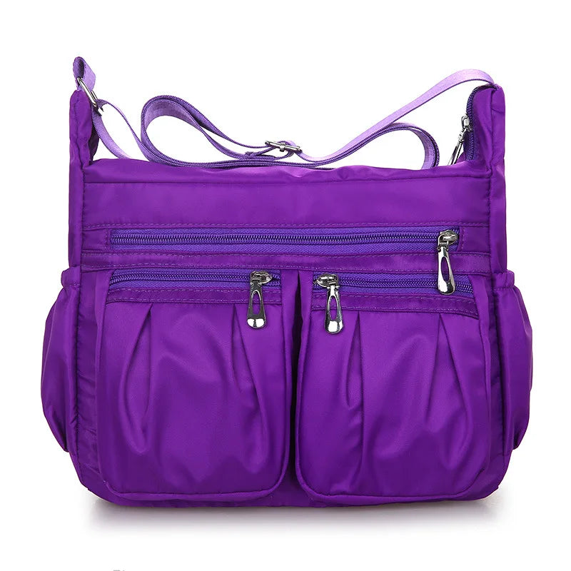 Multi-Pocket Waterproof Nylon Crossbody Bag for Women