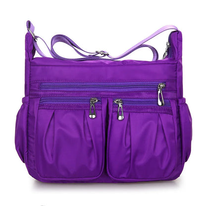 Multi-Pocket Waterproof Nylon Crossbody Bag for Women