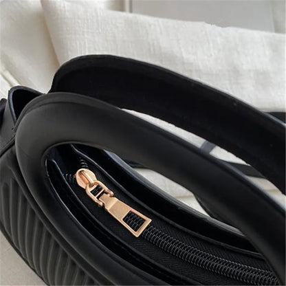 Mini Crescent Handbag for Women – Quilted Top Handle Crossbody Bag