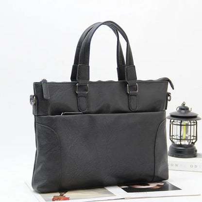 14 4-Inch Computer Bag Pu Leather Patchwork Simple Men S Casual Handbag Travel Business Waterproof