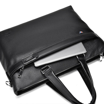 Genuine Leather Portable Large-Capacity File Storage Computer Crossbody Bag