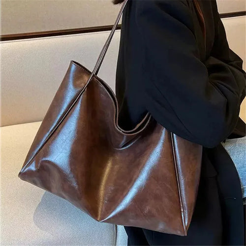 Large Leather Tote Bag for Women – Soft Shoulder Bag for Work & Travel