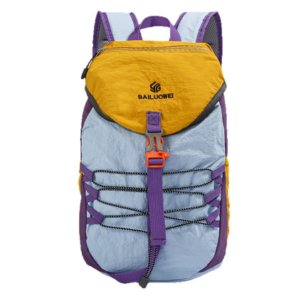 Light Nylon Spliced Color-Blocking Backpack Hiking