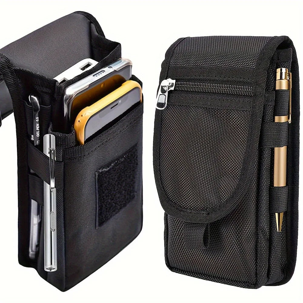 Outdoor Leisure Nylon Wear-Resistant Waist Bag Three Compartments Mobile Phone Storage