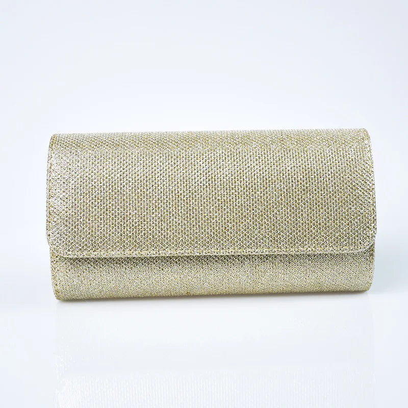Full Rhinestone Gold Clutch Purse Detachable Thin Metal Chain Strap Flap Evening Handbag Cocktail