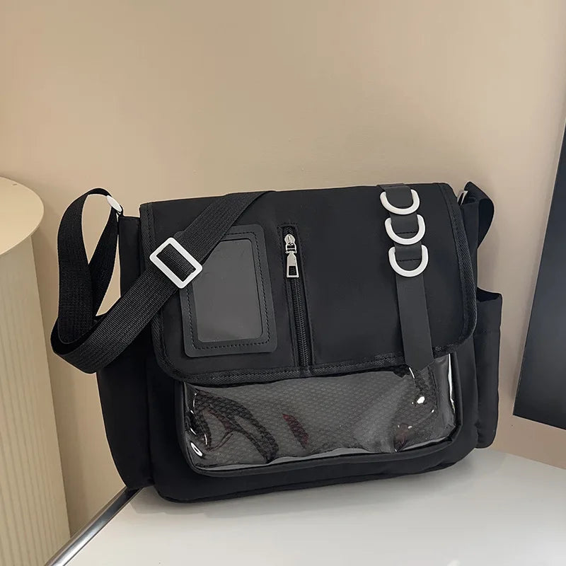 Y2k Japanese Harajuku School Bags Girls Transparent Itabag Shoulder Crossbody Bag Diy Badges Display