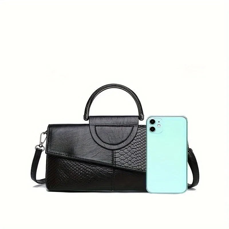 Crocodile Pattern Envelope Clutch Bag – Top Handle & Crossbody
