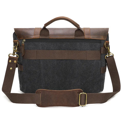 Men S Women Casual Canvas Crazy Horse Leather Spliced Large-Capacity Waterproof Travel