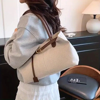 Large Capacity Canvas Tote Bag for Women – Retro Shoulder Handbag