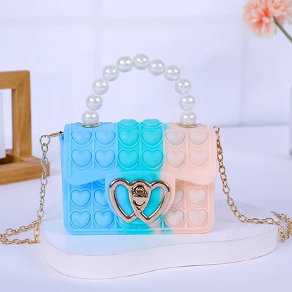 Silicone Love Bubble Jelly Bag Popper Pressure Relieving Purse Cute Chain Crossbody Bag