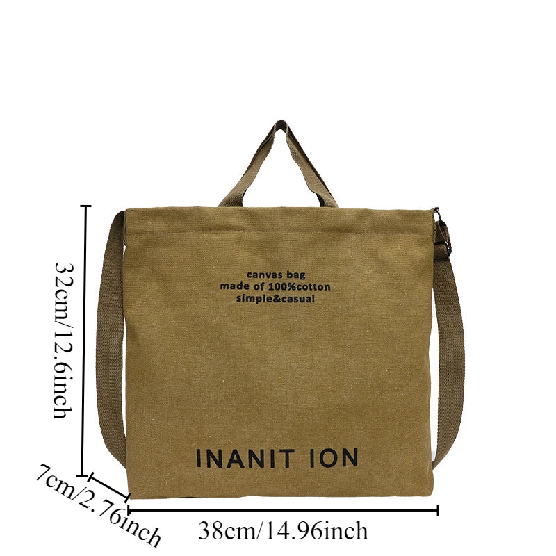 Large Canvas Crossbody Tote Bag – 100% Cotton, Unisex