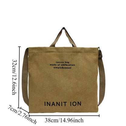 Large Canvas Crossbody Tote Bag – 100% Cotton, Unisex