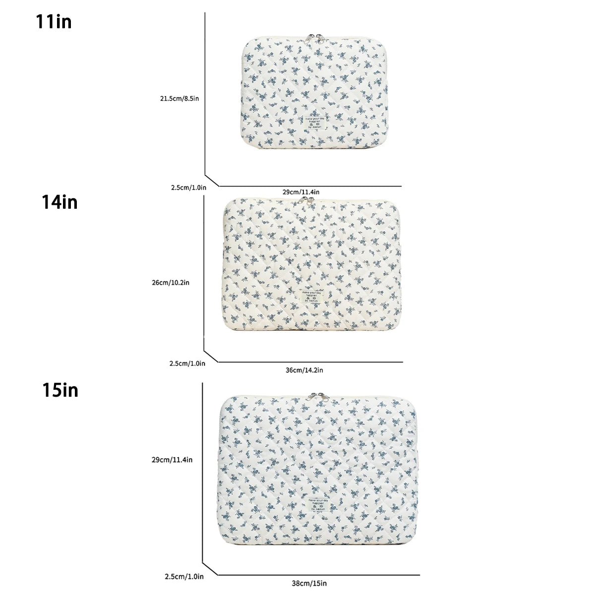 1 Pc Chic Flower Print Quilted Laptop Bag 11 Inch 14 Inch 15 Inch Computer Bag Protection Case