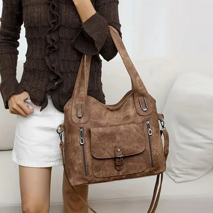 Retro Vegan Leather Women's Shoulder Tote Bag