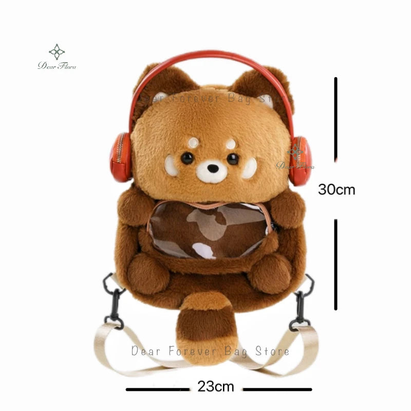 Cute Plush Red Panda Backpack for Women & Girls