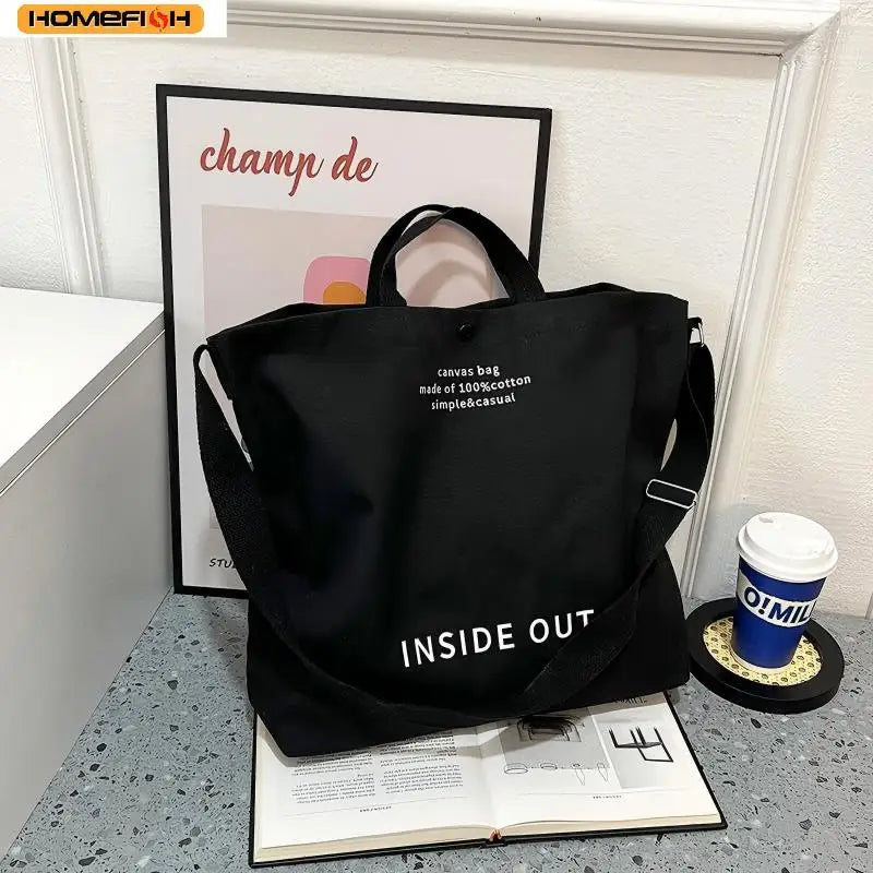 Women Canvas Crossbody Tote Bag Large Cotton Shopping Handbag Student School Shoulder Girls Daily