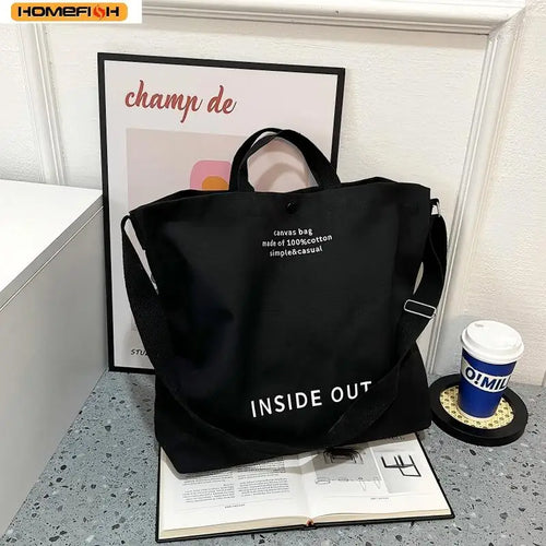 Women Canvas Crossbody Tote Bag Large Cotton Shopping Handbag Student School Shoulder Girls Daily