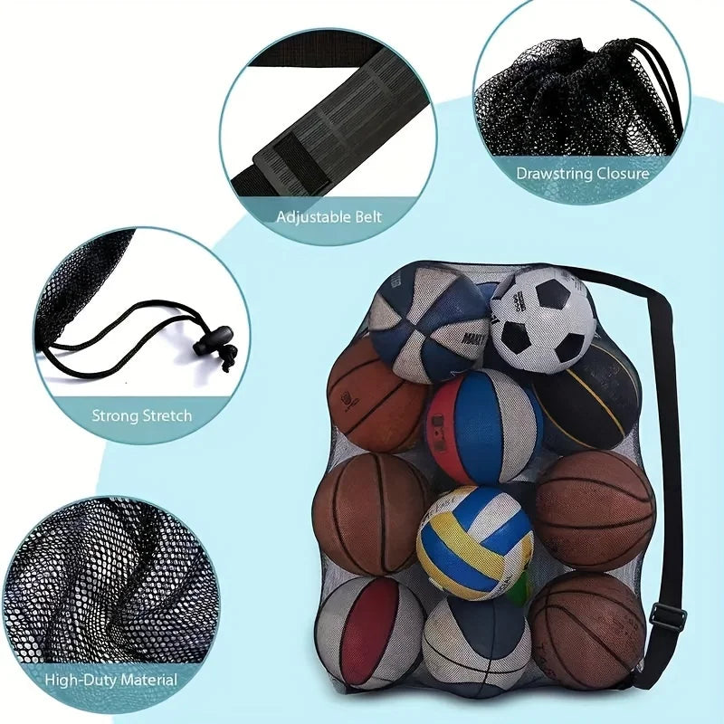 Sports Ball Bag – Mesh Drawstring Carry Bag for Basketball & Soccer