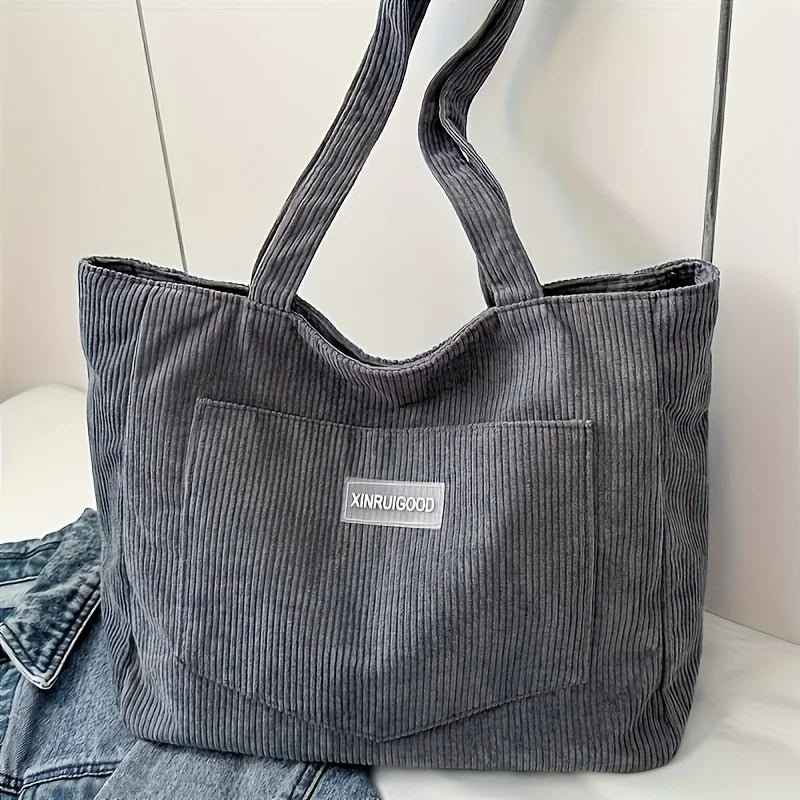 Women's Corduroy Tote Bag – Large Capacity Shoulder Bag