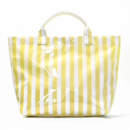 Waterproof Striped Tote Bag – Large Capacity PVC Beach Handbag for Women