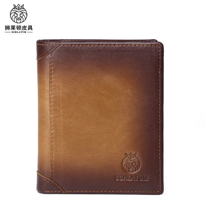 Top Layer Cowhide Anti-Theft Brushed Genuine Leather Wallet Men
