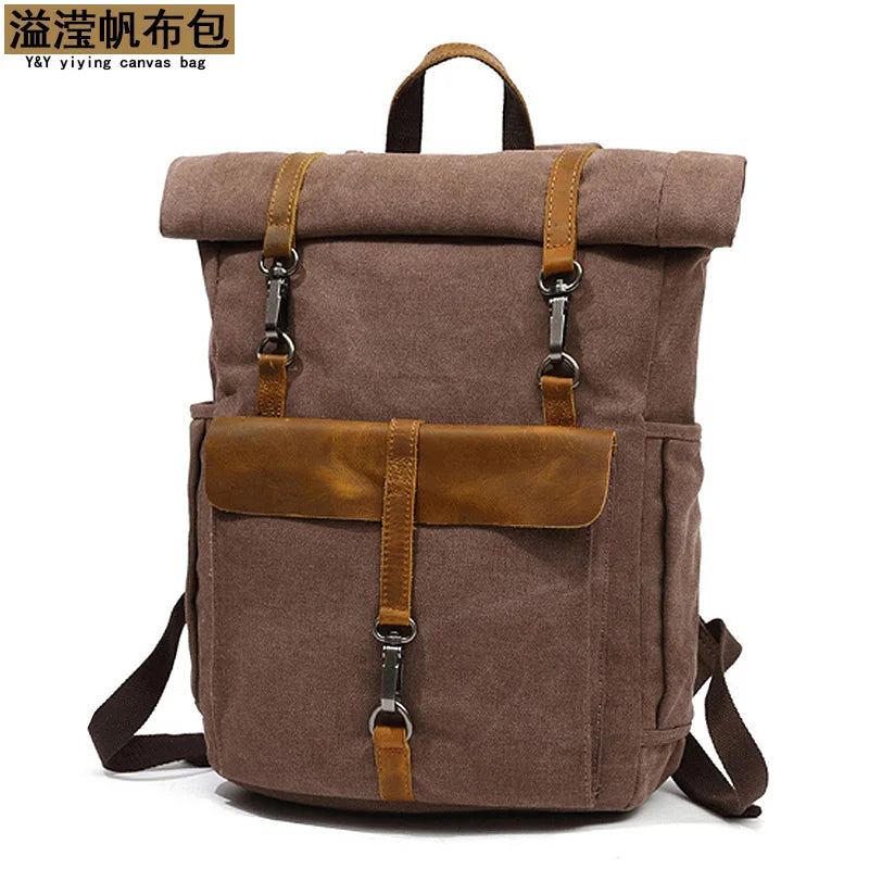 Rucksack Men Retro Shoulder Computer Storage Large Capacity Bag Students Outdoor Wear - Resistant