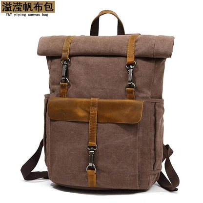 Rucksack Men Retro Shoulder Computer Storage Large Capacity Bag Students Outdoor Wear - Resistant
