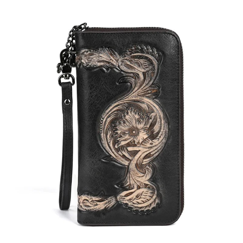 Top Layer Cowhide Ladies Wallet Multi-Functional Zipper
