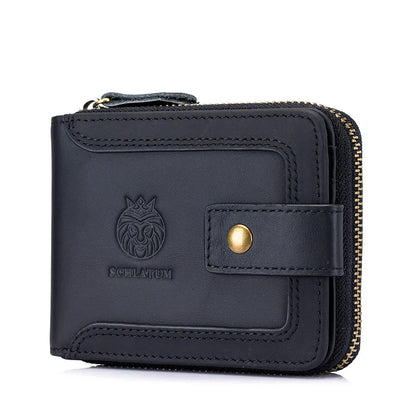 Cowhide Rfid Anti-Theft Brush Genuine Leather Horizontal Wallet