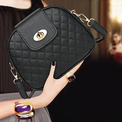 Black Crossbody Bag for Women – 3-Compartment Quilted Purse with Gold Hardware