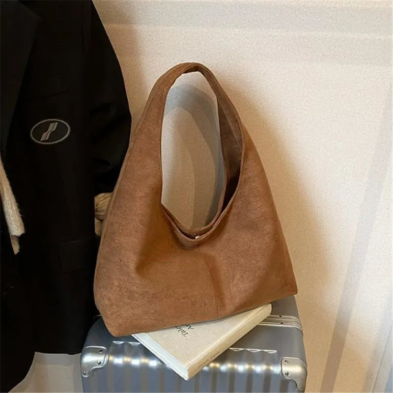 Suede Tote Bag for Women – Large Capacity Faux Suede Shoulder Handbag